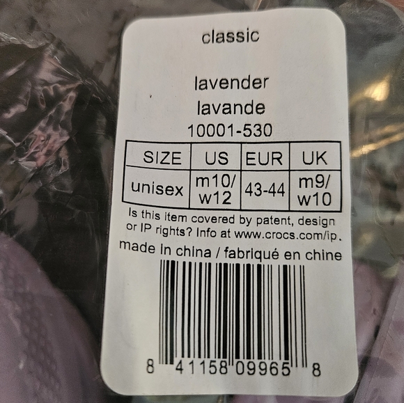 CROCS LAVENDER UNISEX MEN'S SIZE 10 & WOMEN'S SIZE 12 - Picture 7 of 7